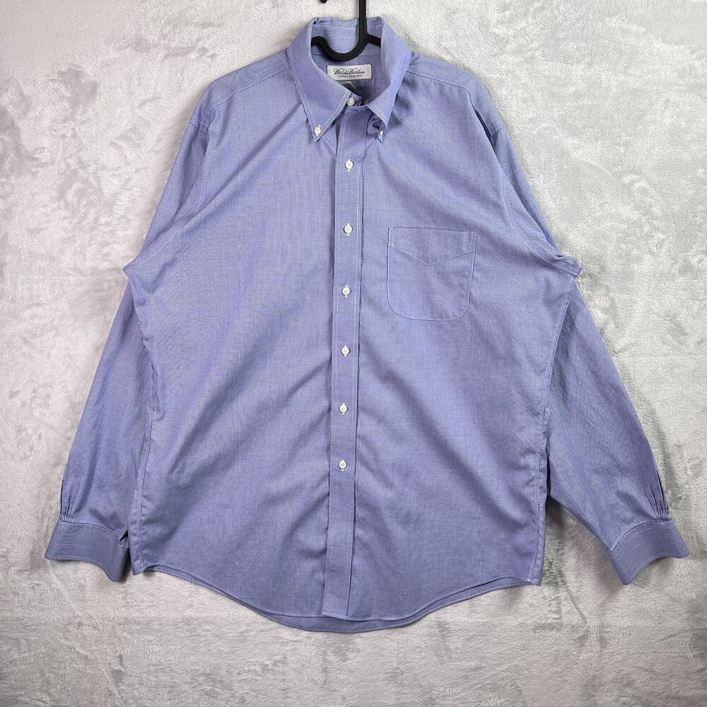 Brooks Brothers Men's Non-Iron Dress Shirt Men's 16-34-35 Blue‎ Pocket Business
